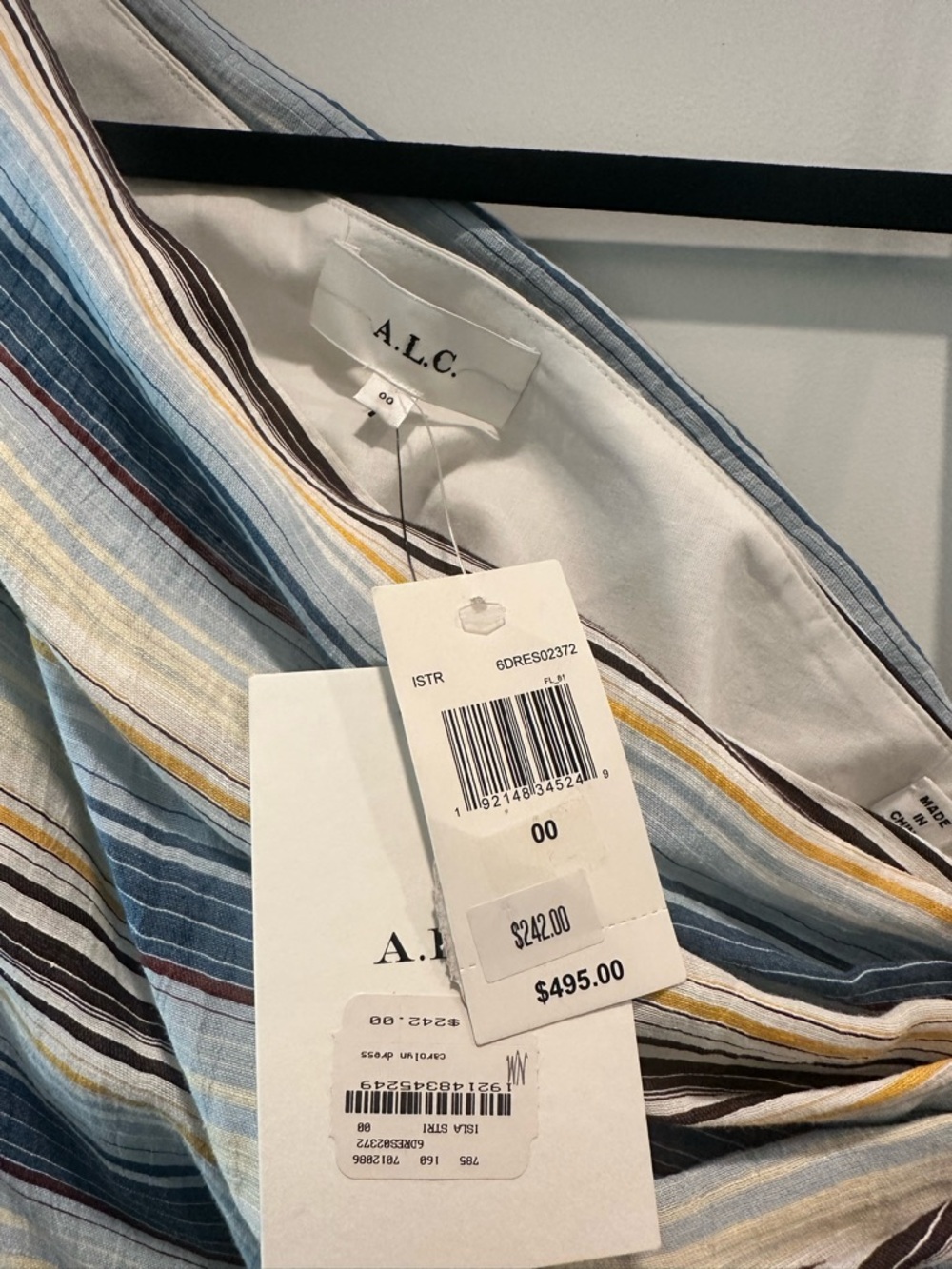 ALC Carolyn One-Shoulder Blue Striped Midi Dress - Picture 7 of 7